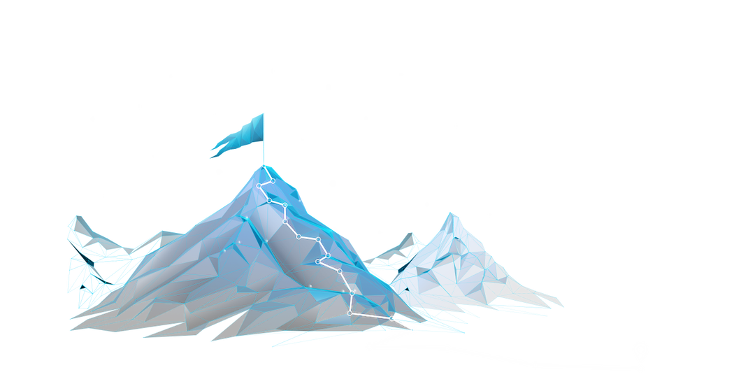 Mountain with flag on top