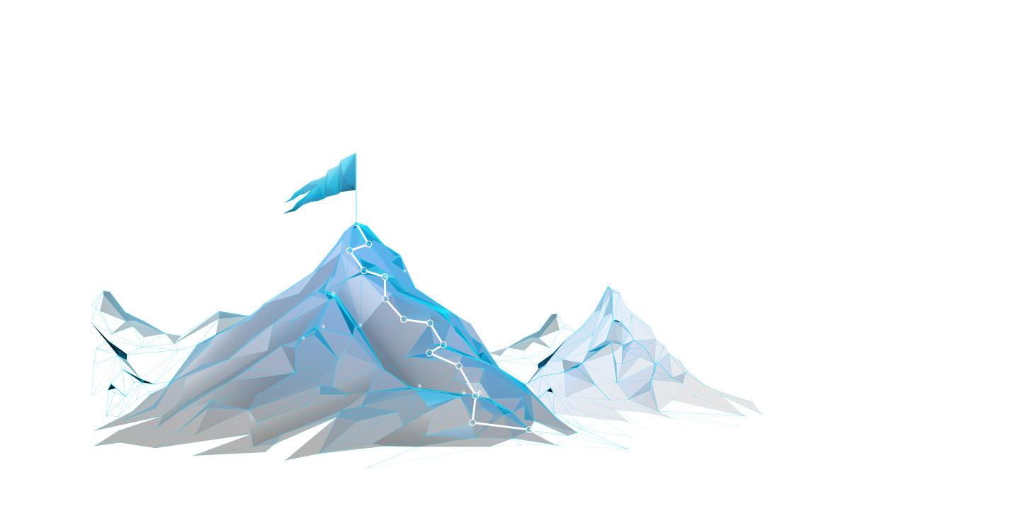 Mountain with flag on top