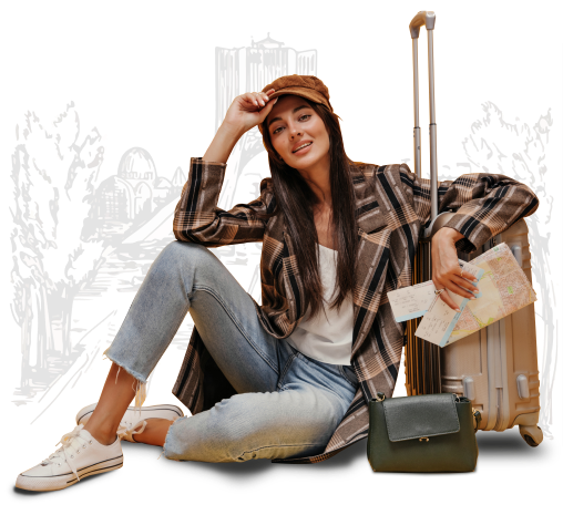 Woman Tourist Sitting